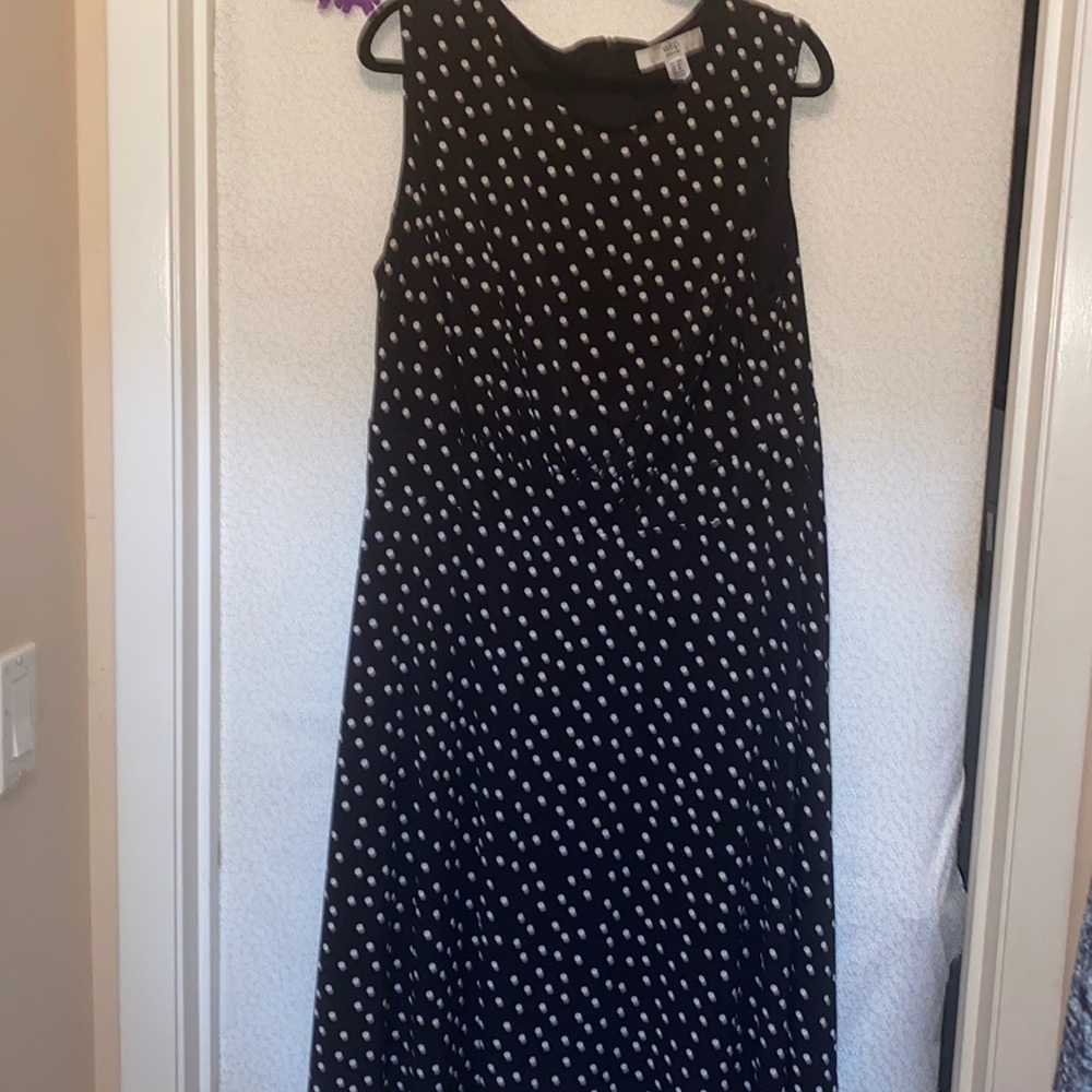Sleeveless Black and white polka dot dress